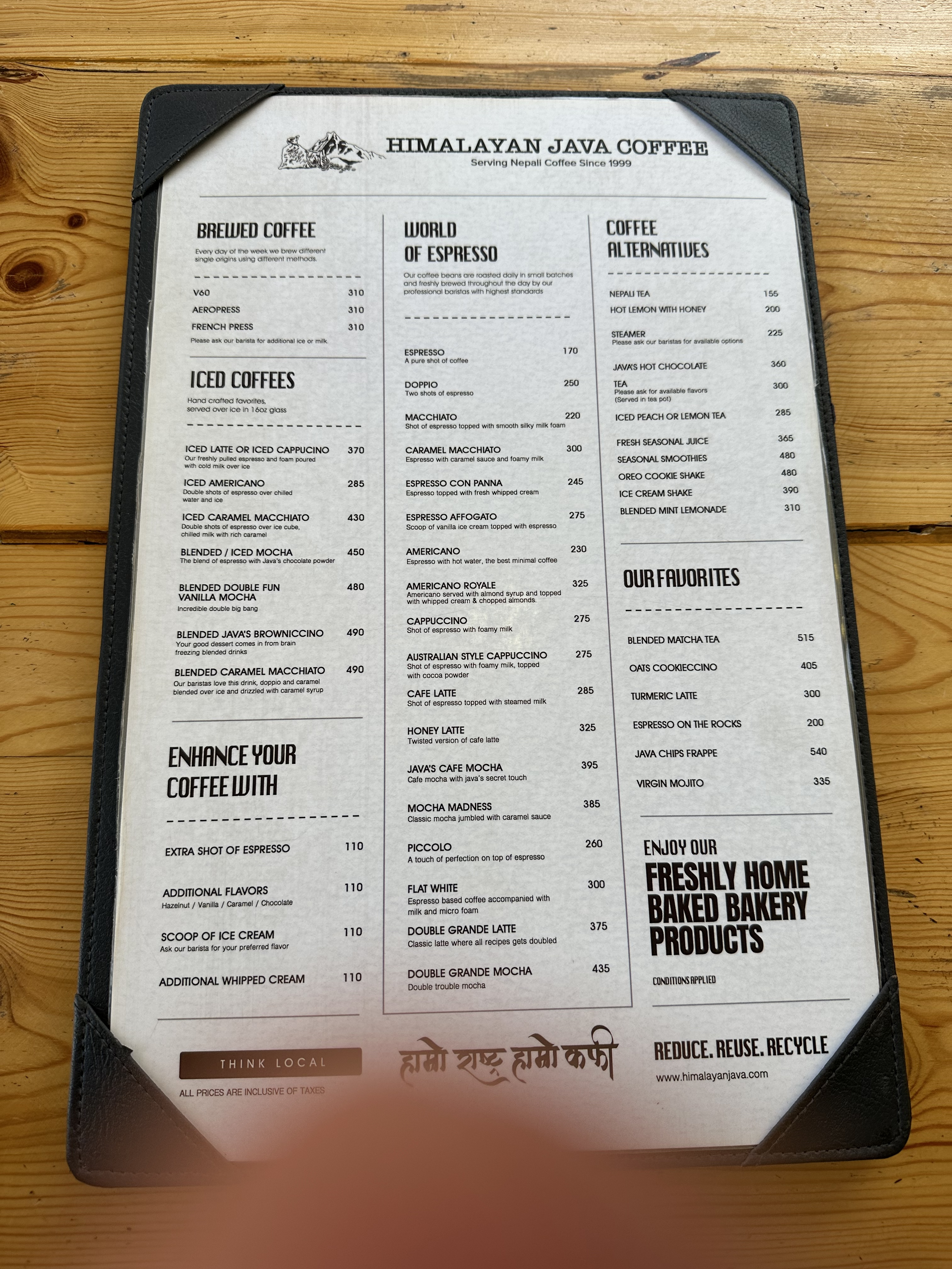 Himalayan Java Coffee- Basantapur menu 3