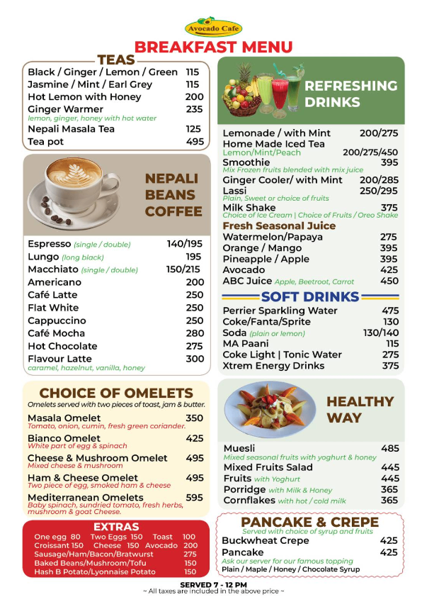 Avocado Cafe menu 1