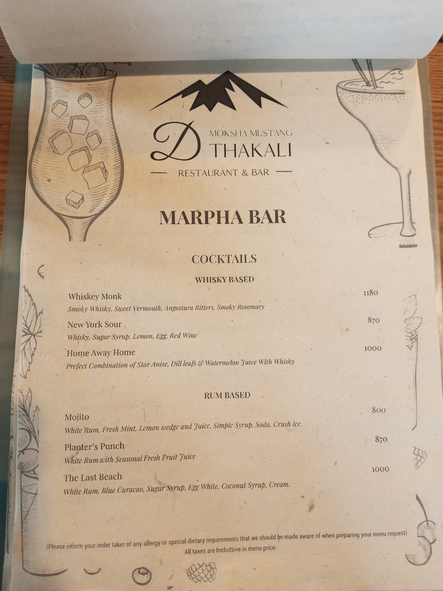 D Moksha Mustang Thakali menu 1