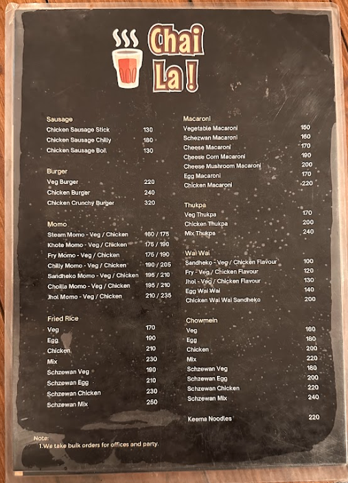 Chai La menu 3