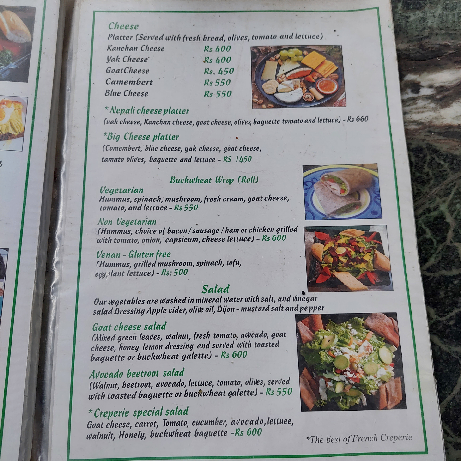 French Creperie menu 2