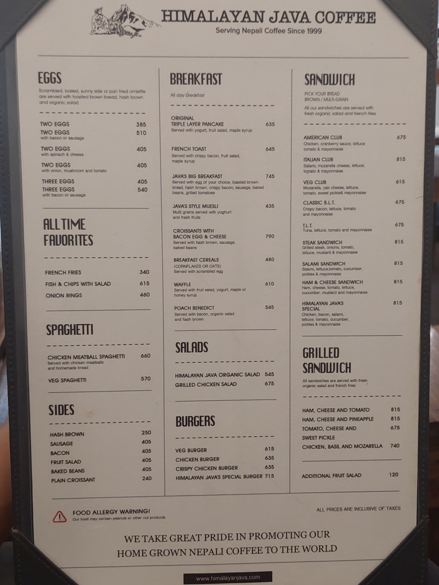 Himalayan Java Coffee - Mandala Street menu 1