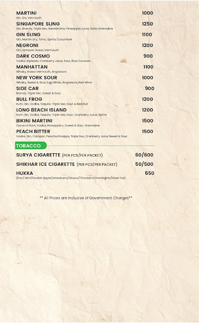 Elements Restaurant & Bar Menu | Nosh Nepal