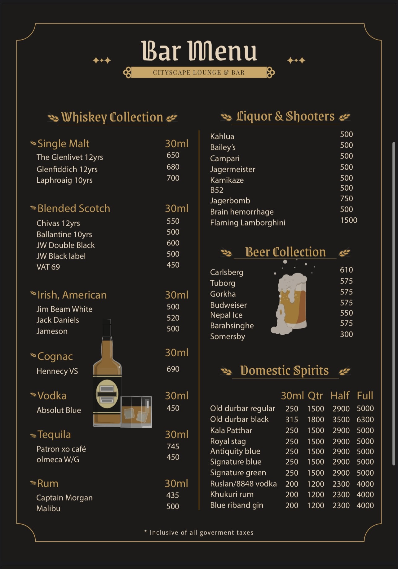 Cityscape Lounge and Bar menu 3