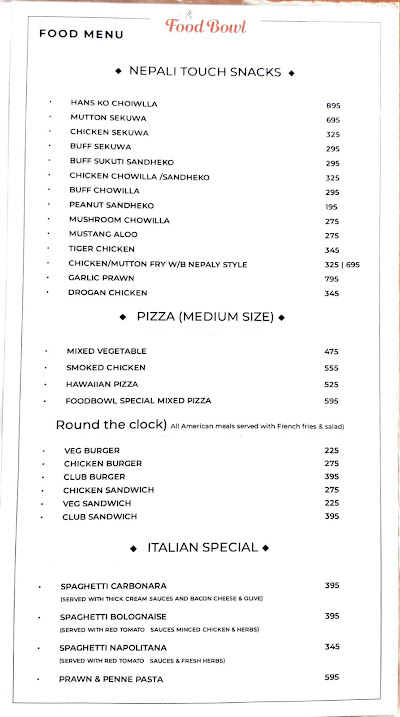 Food Bowl Cafe & Restaurant menu 2
