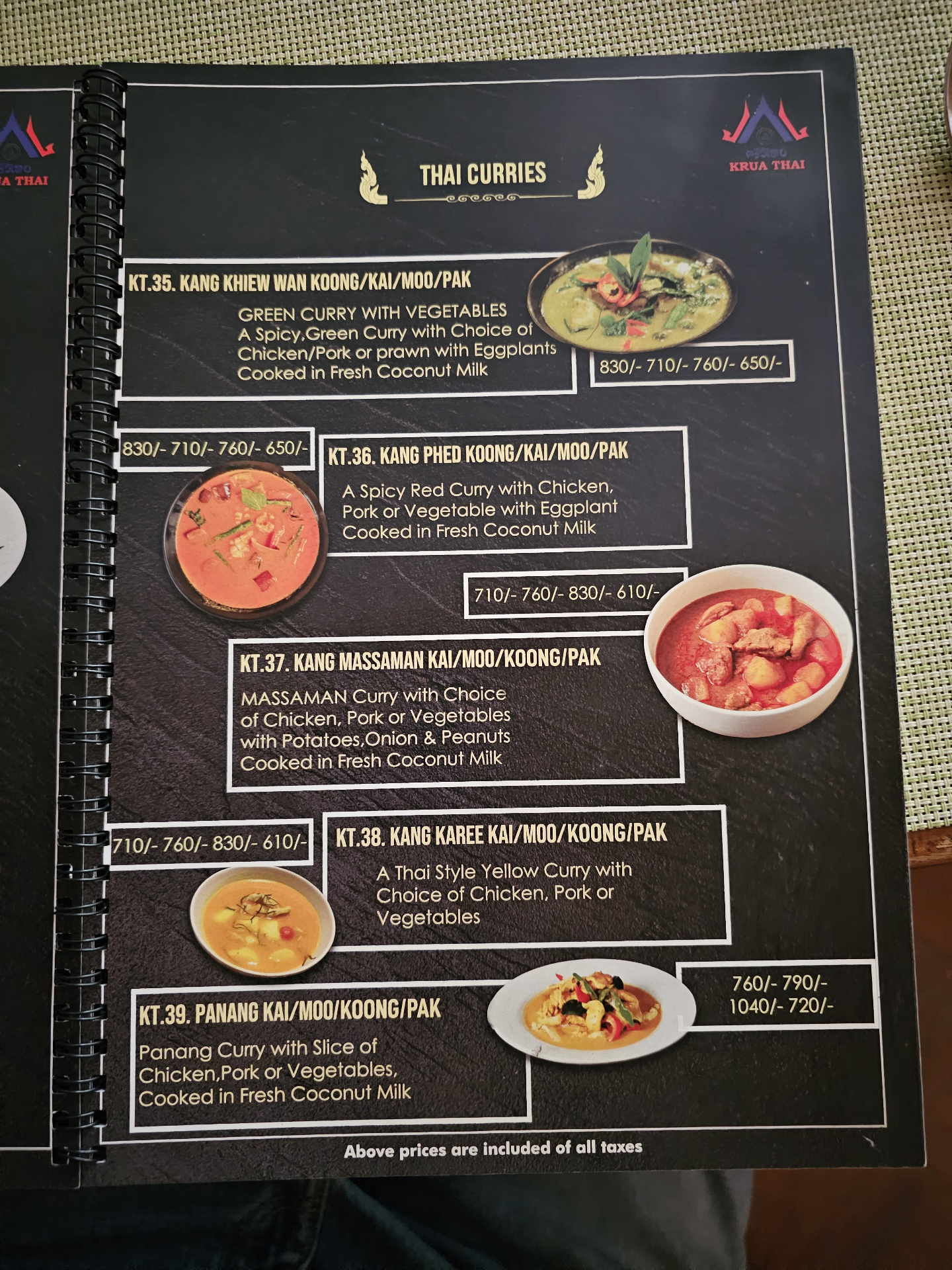 Krua Thai Restaurant menu 1