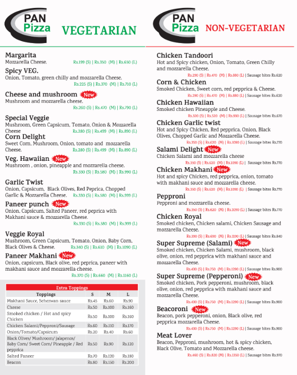 Pizza World menu 2