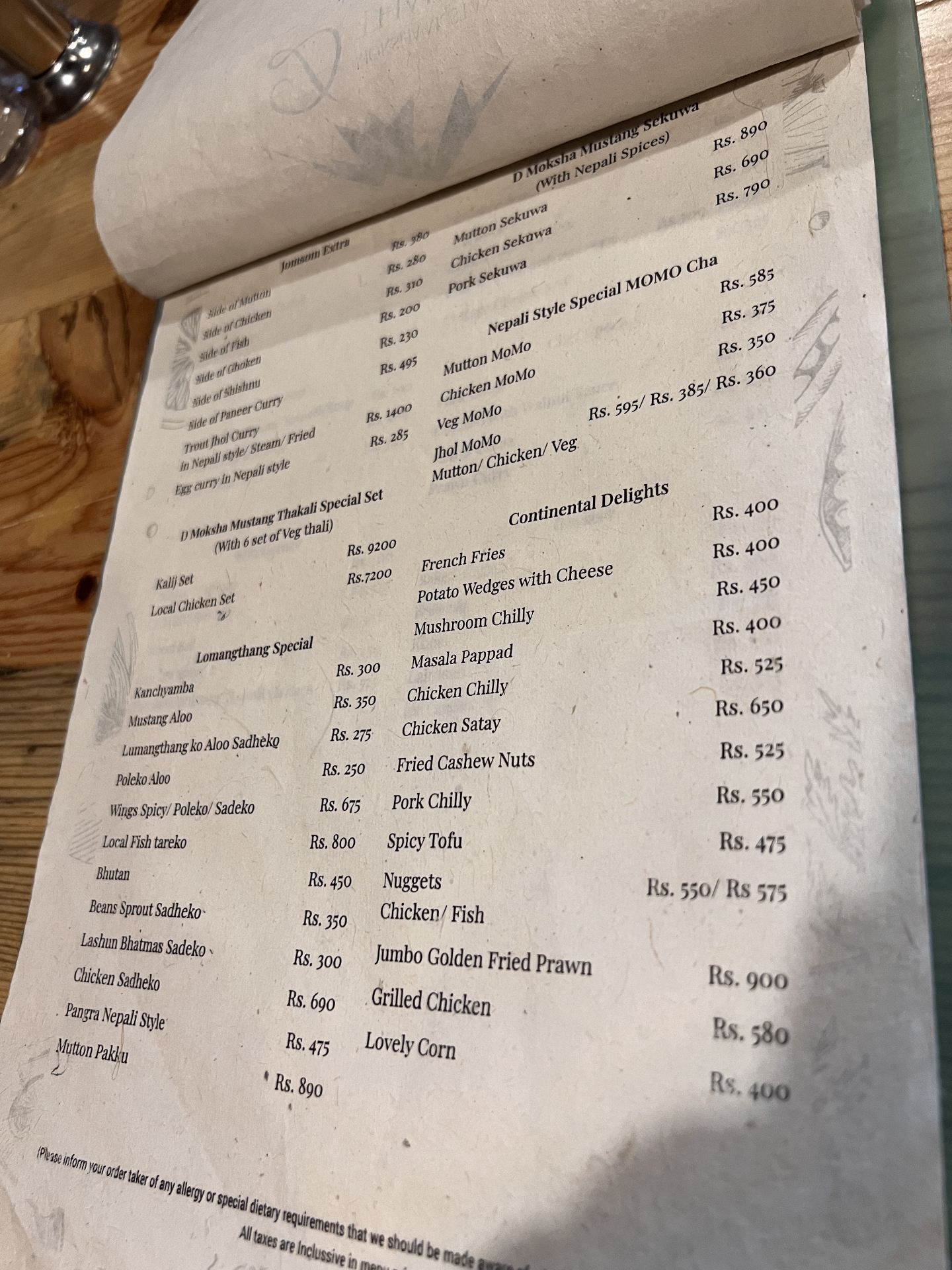 D Moksha Mustang Thakali menu 4