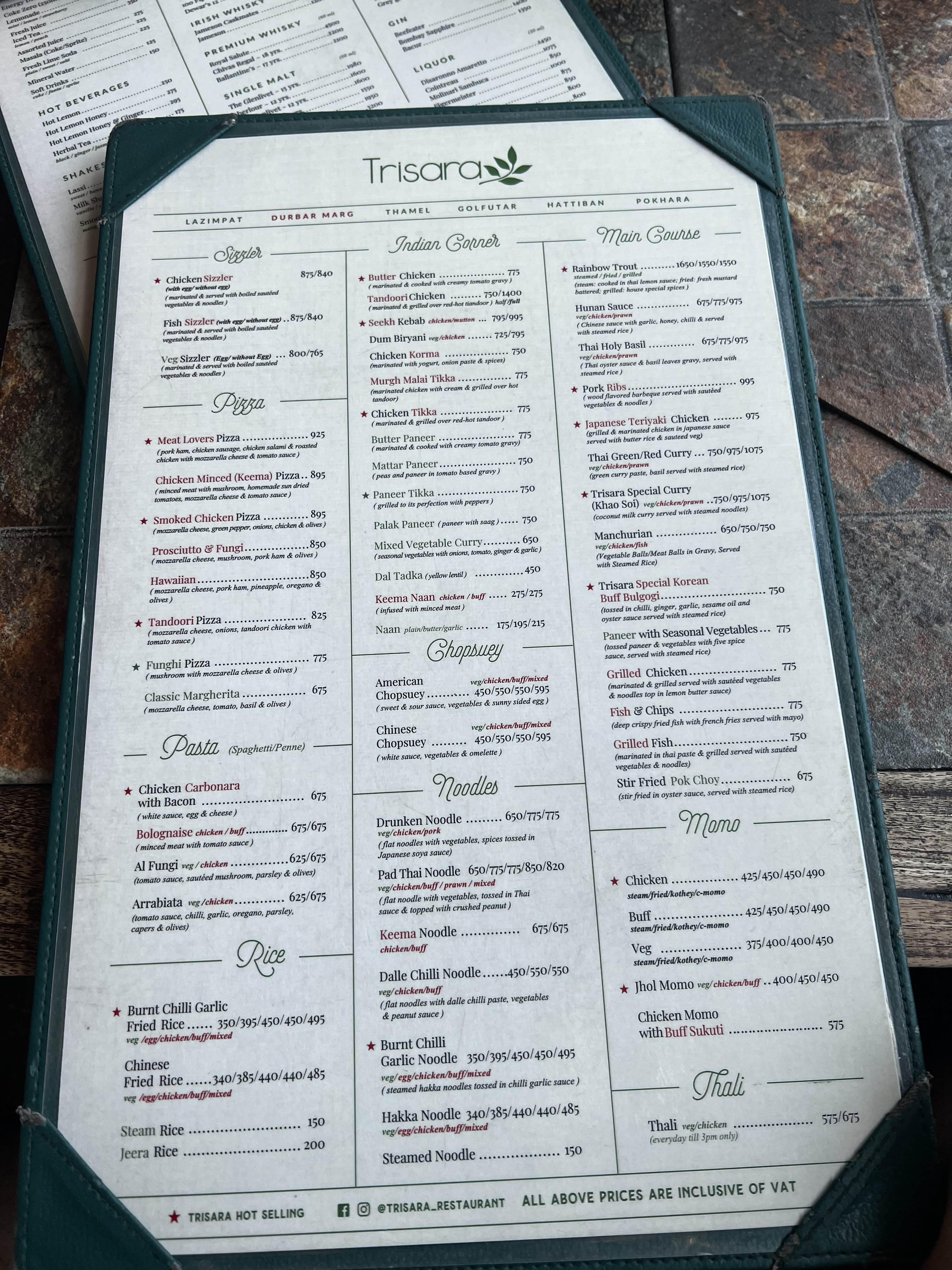 Trisara Durbarmarg menu 1