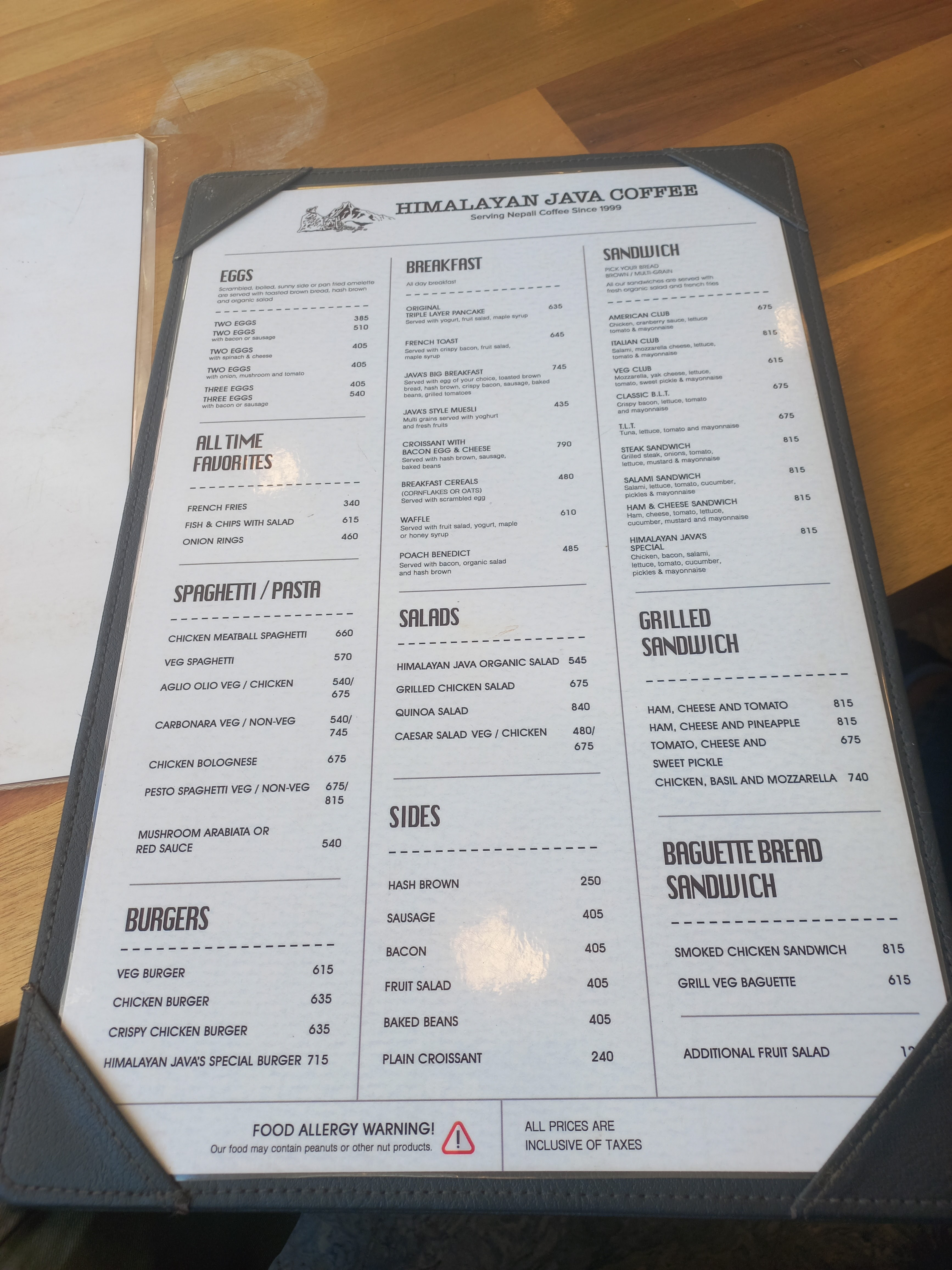 Himalayan Java Coffee- Basantapur menu 1