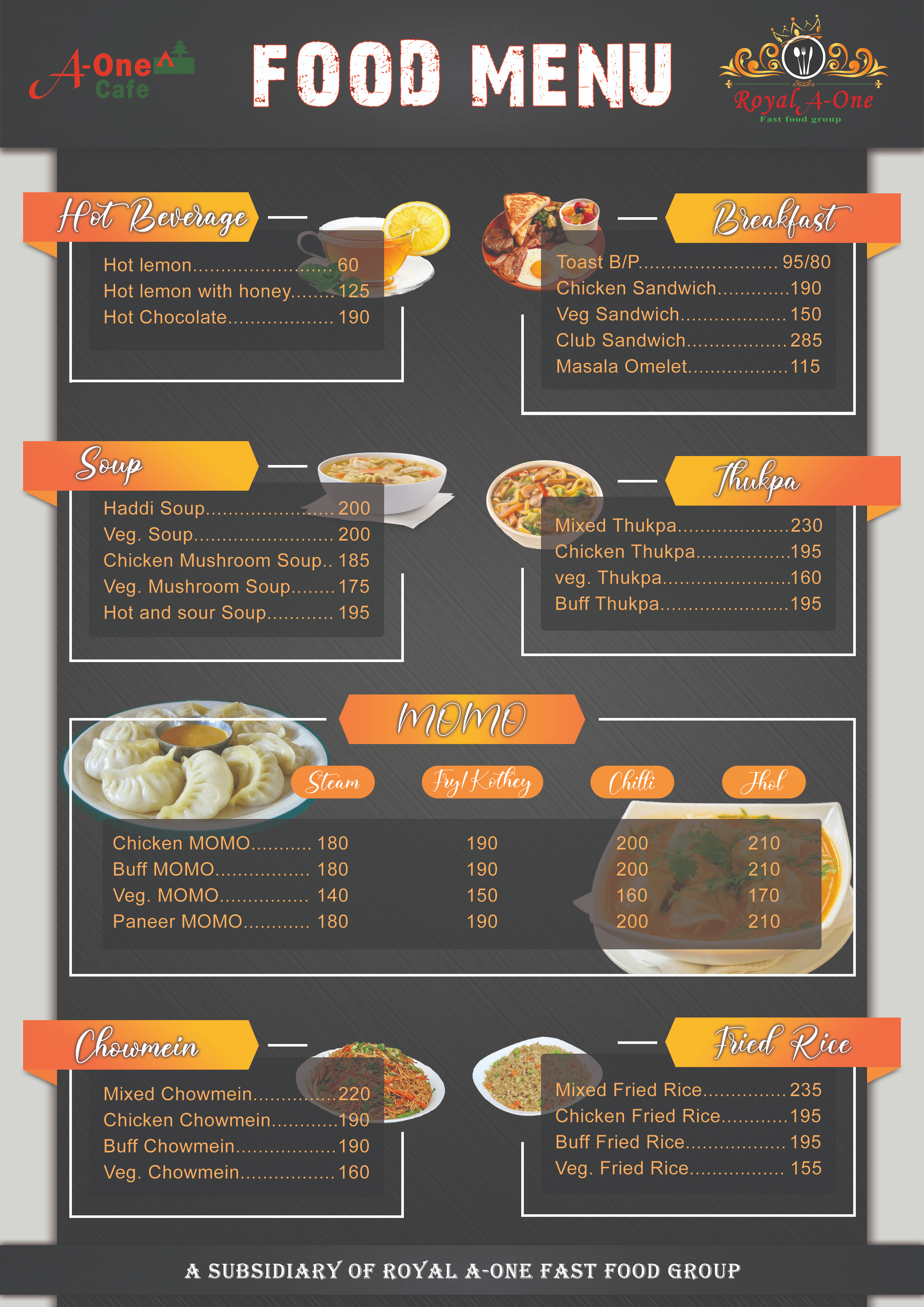 Aone Cafe & Party Palace menu 1