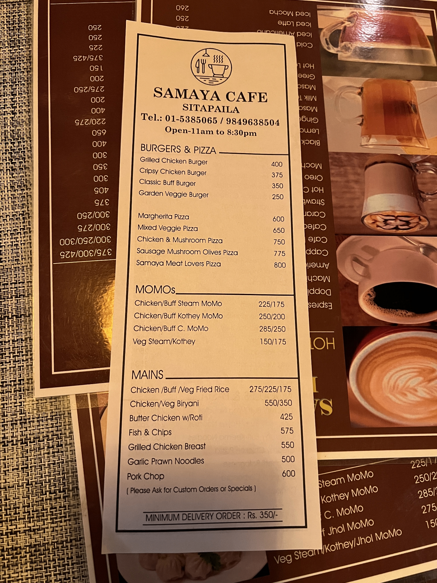 Samaya Cafe menu 2