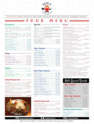 Koila Multi Cuisine Restaurant- Dovan Pool menu 3