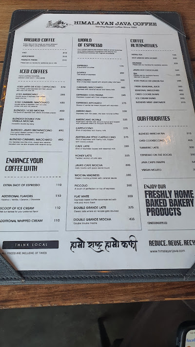 Himalayan Java - Jhamsikhel menu 1