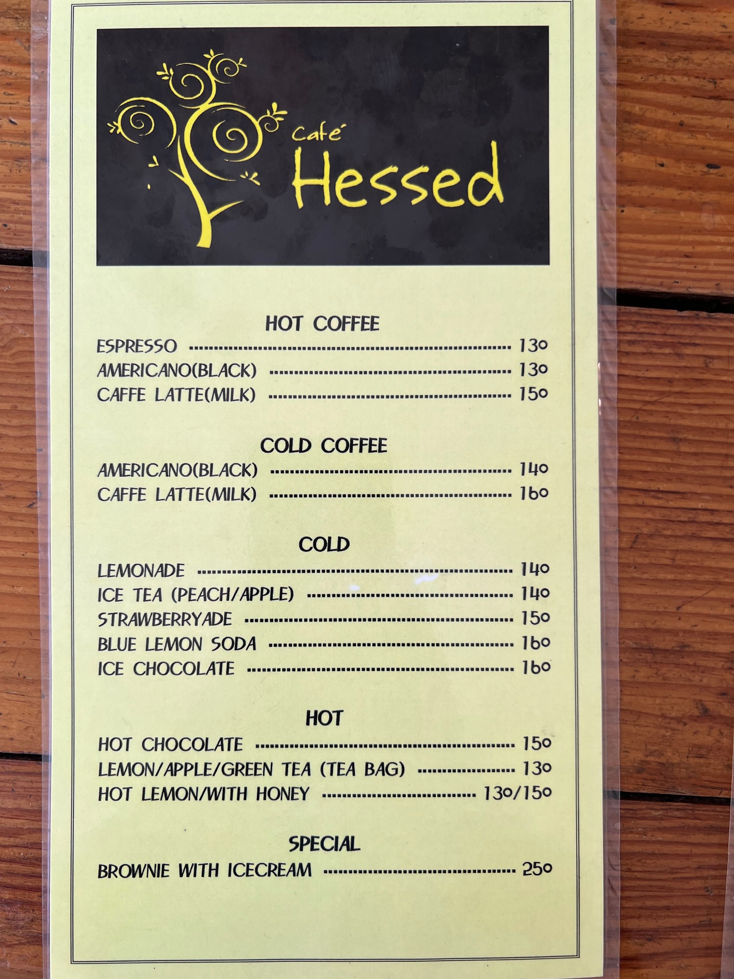 Cafe Hessed menu 1