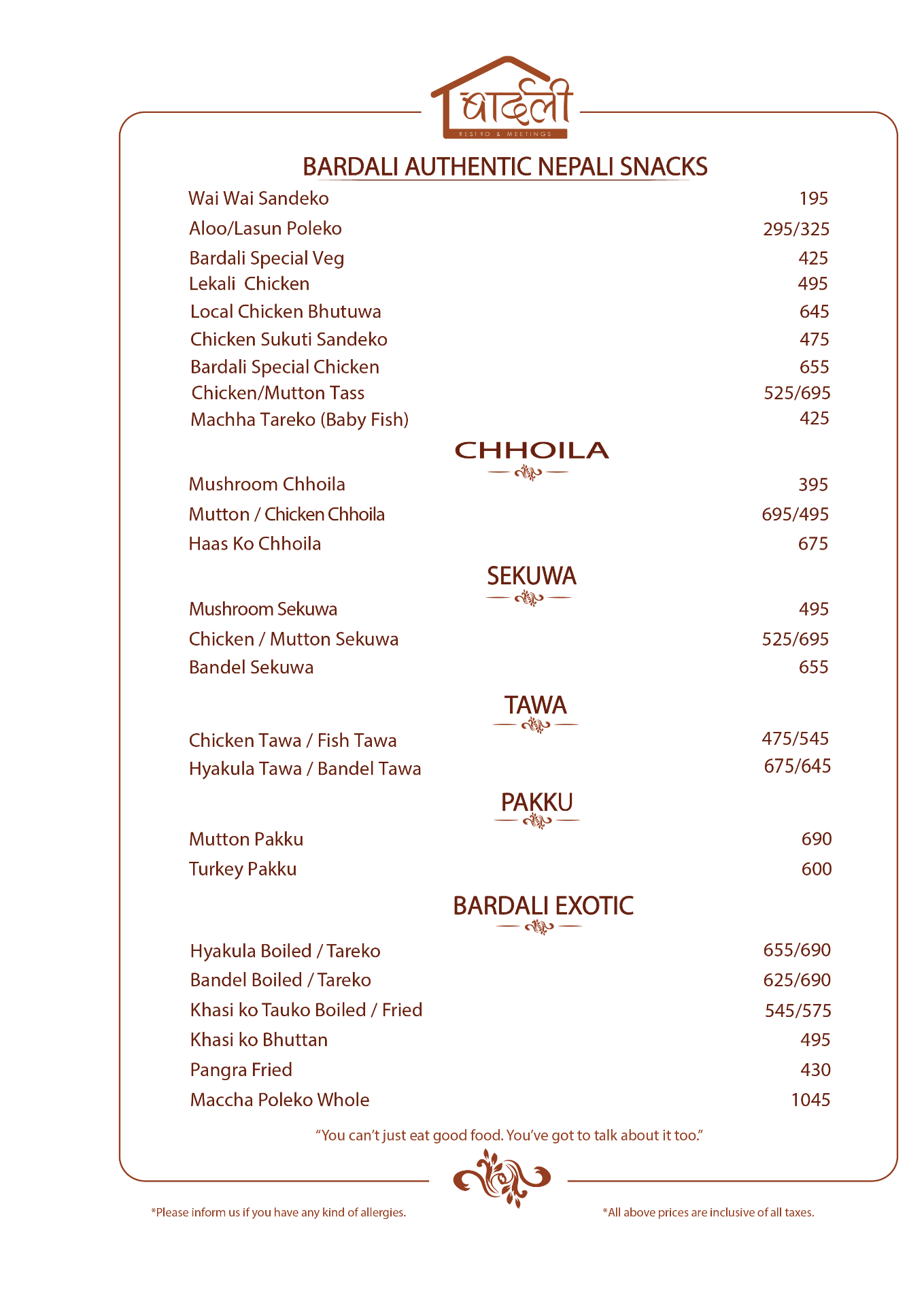 Bardali Restro & Meetings menu 3