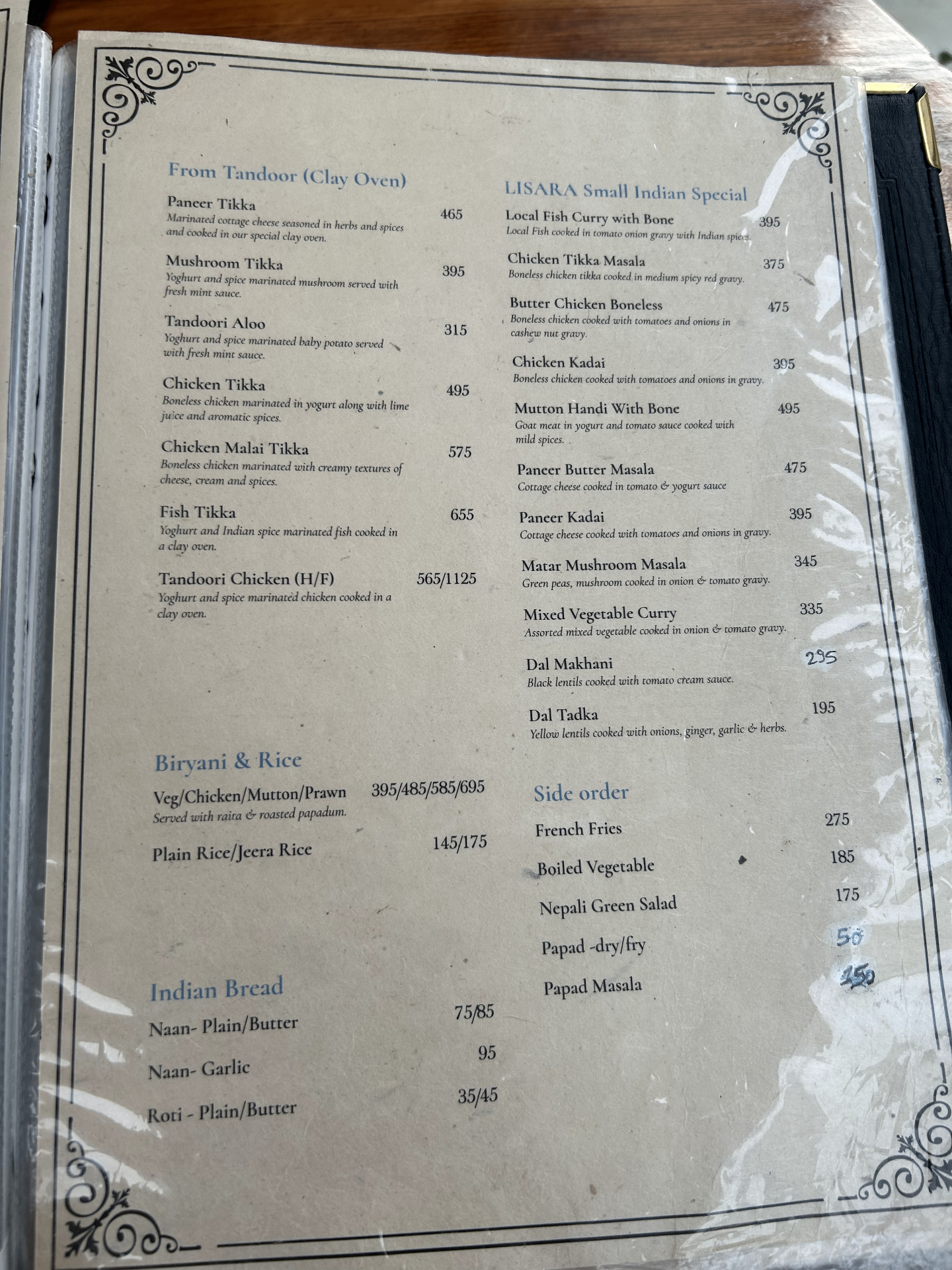 Lisara Restaurant menu 1