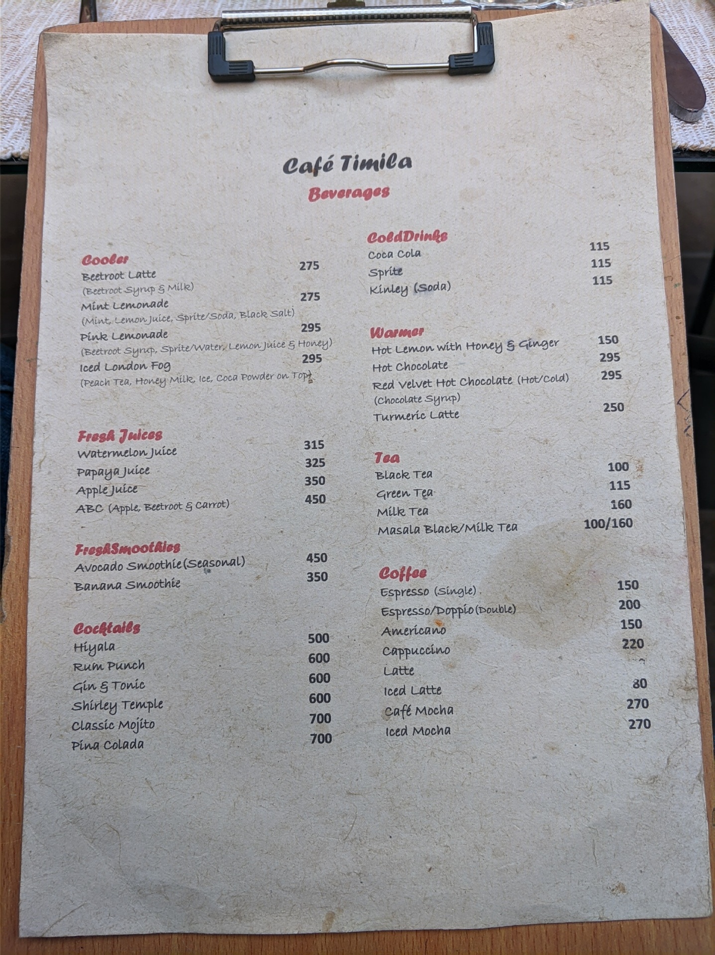 Cafe Timila  menu 2