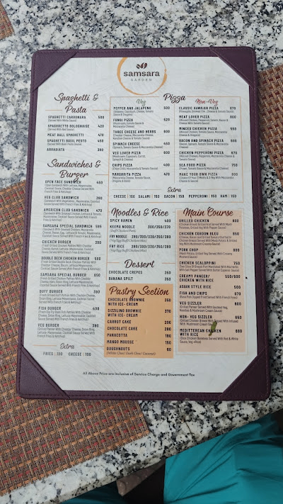 Samsara Garden menu 1
