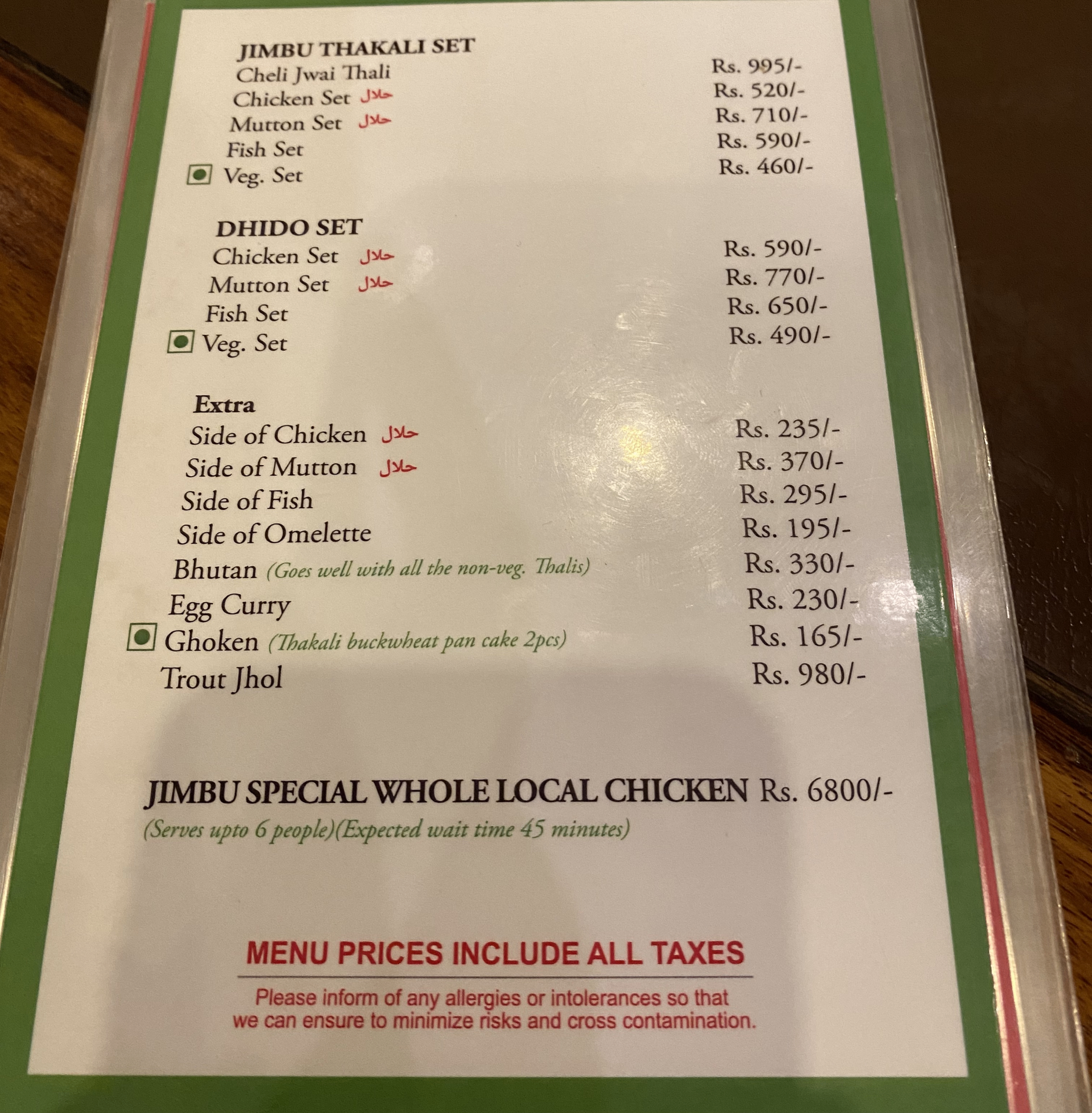 Jimbu Thakali menu 3