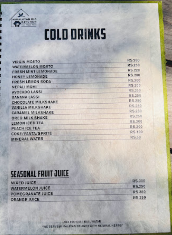 Himalayan Bio Kitchen menu 3
