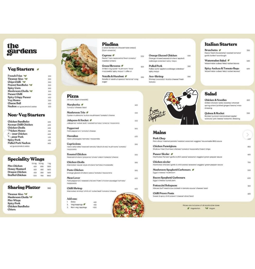 The Gardens menu 4
