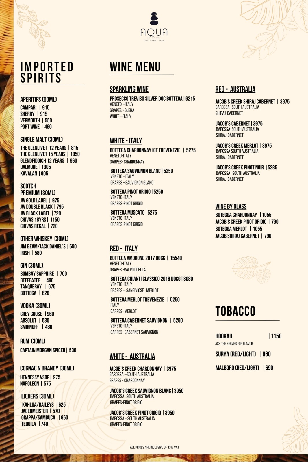 Aqua by Karma - Cocktail Bar menu 2