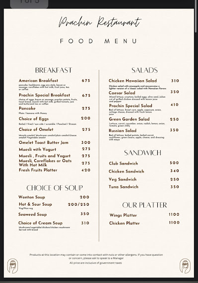 Prachin Restaurant menu 4