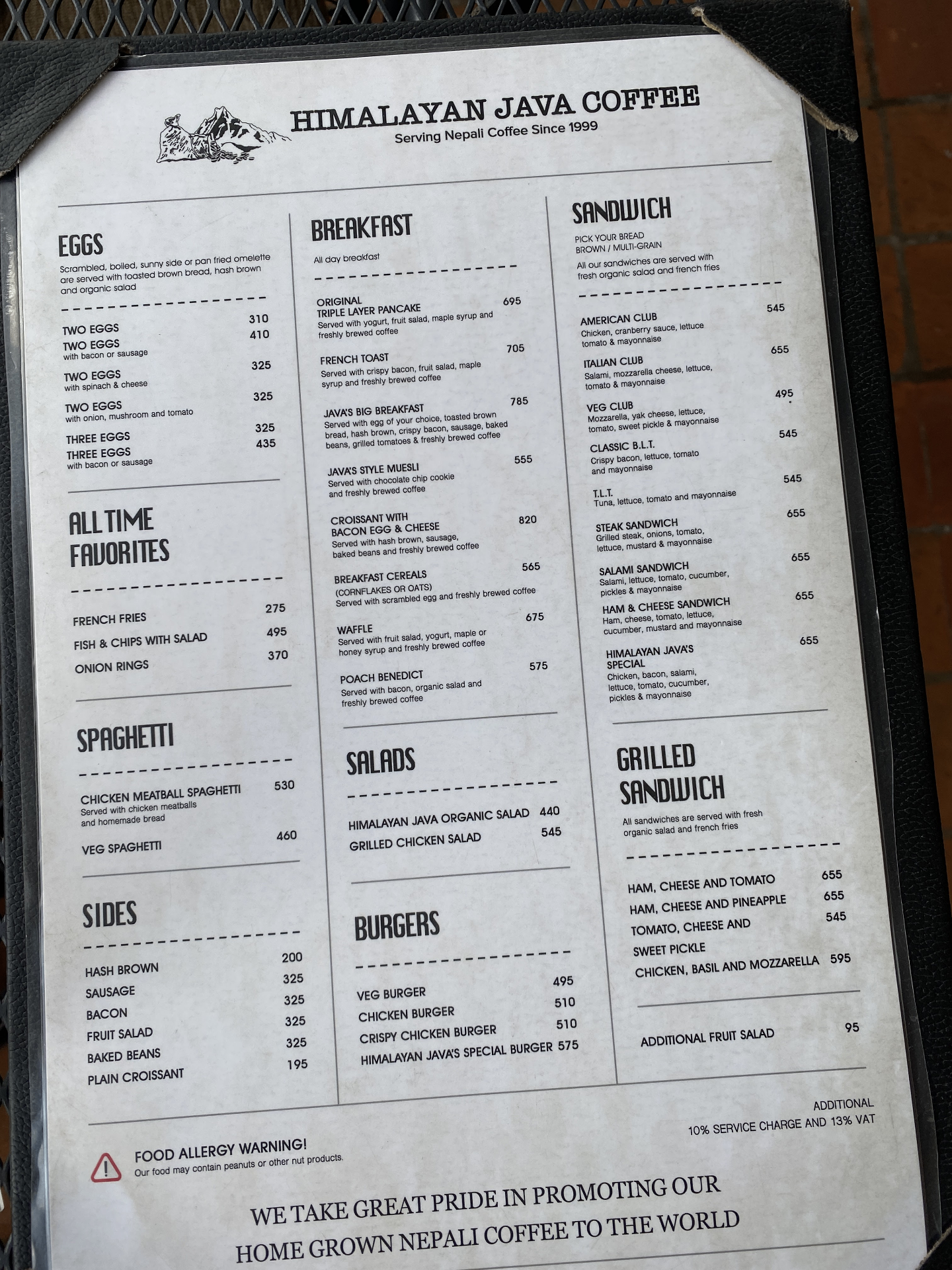 Himalayan Java - Tridevi Thamel menu 3
