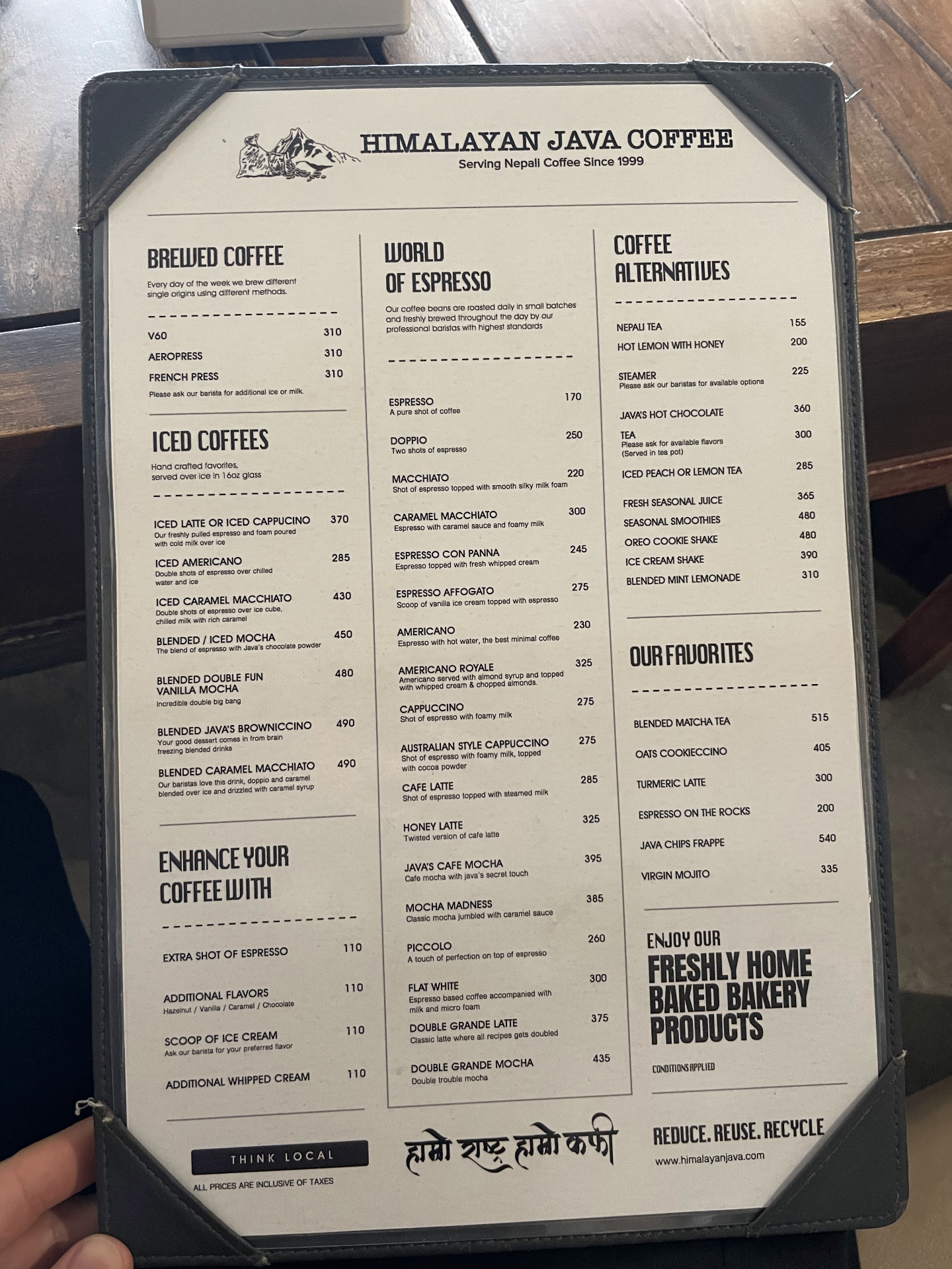 Himalayan Java - Boudhha menu 1