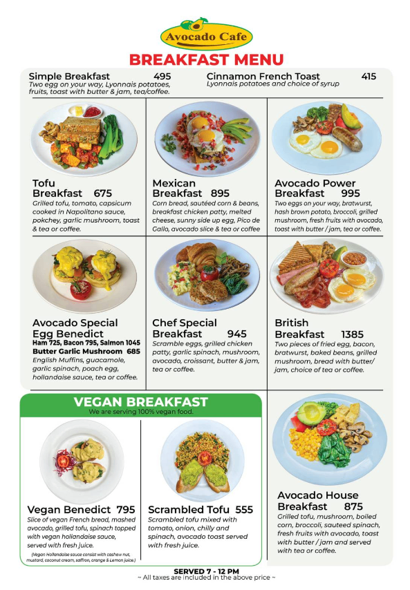 Avocado Cafe menu 2
