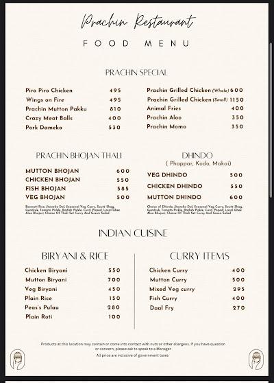 Prachin Restaurant menu 1