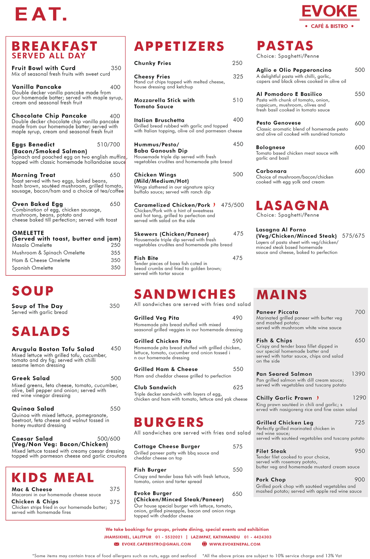 EVOKE JHAMSIKHEL menu 1