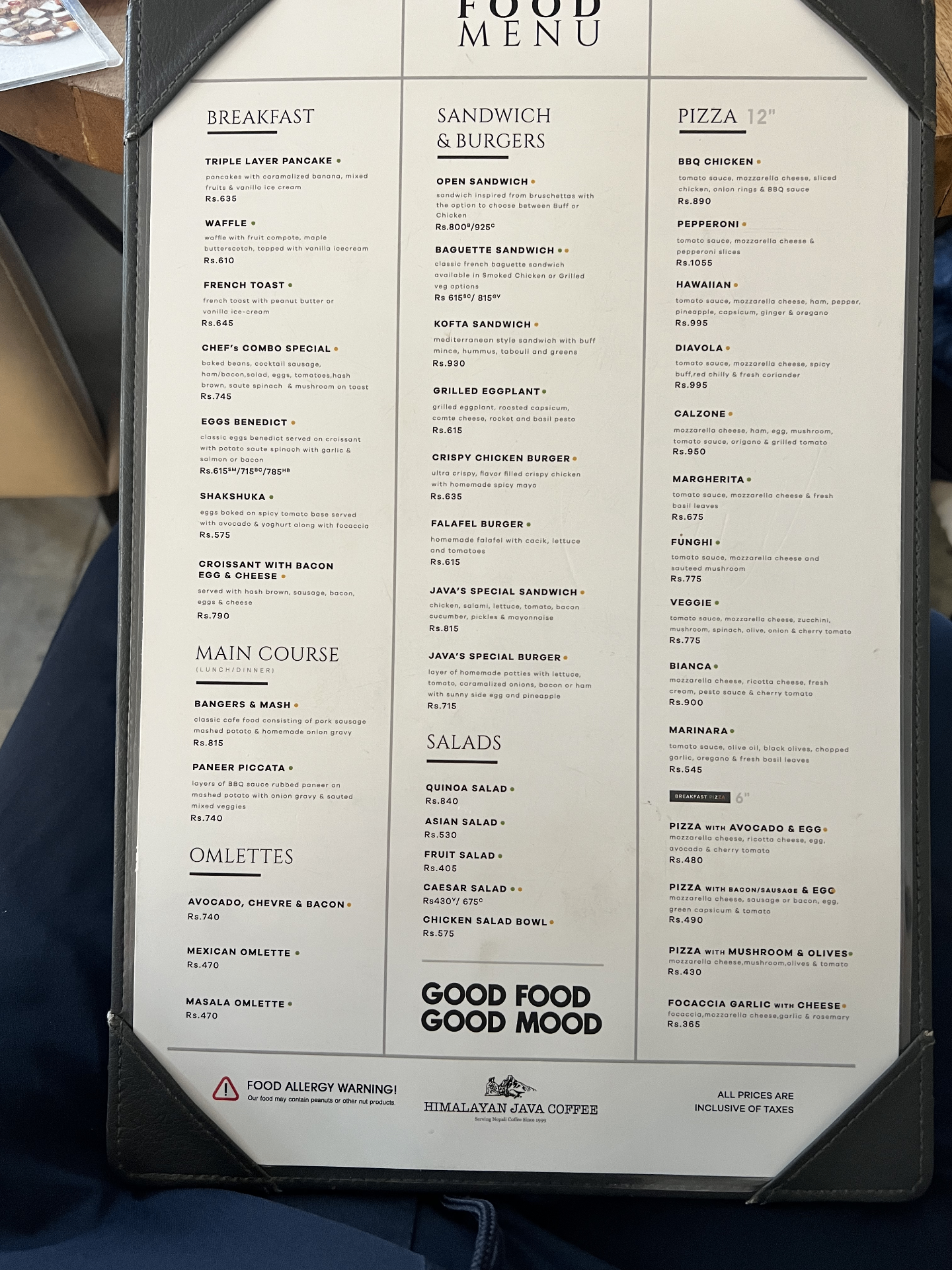 Himalayan Java - Tridevi Thamel menu 1