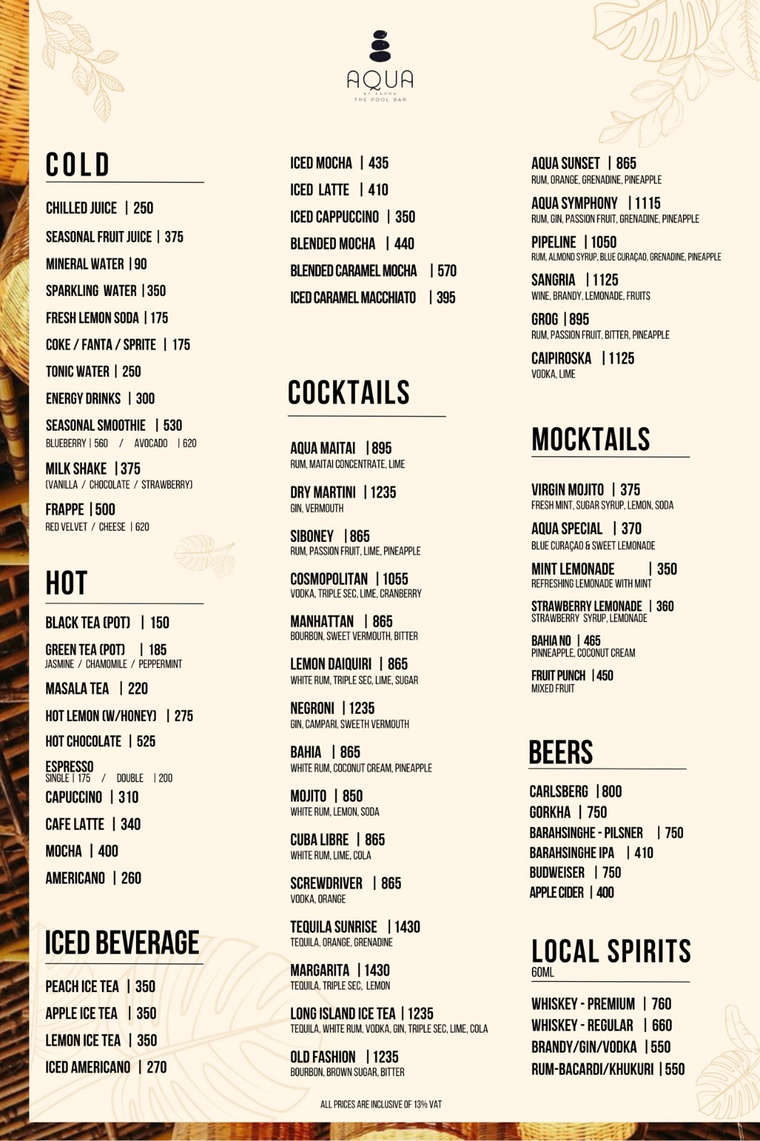 Aqua by Karma - Cocktail Bar menu 1