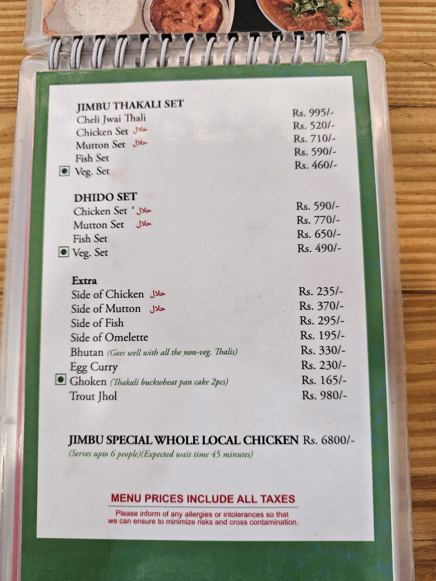 Jimbu Thakali menu 1