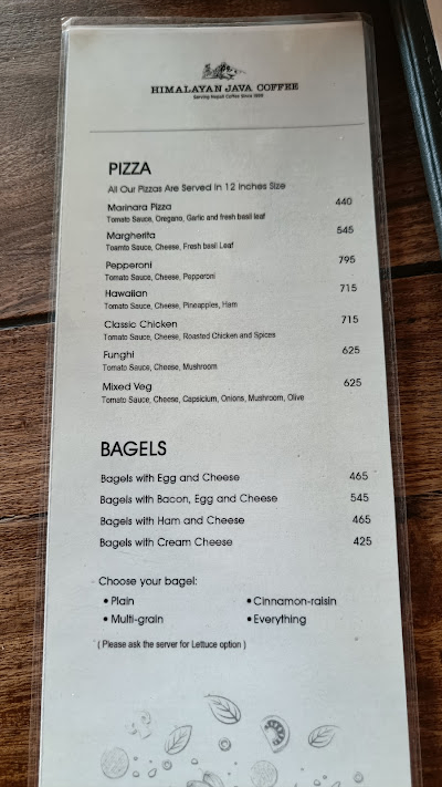 Himalayan Java Coffee, Battisputali menu 2