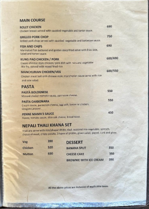 Alpine praise  menu 4