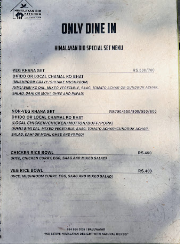 Himalayan Bio Kitchen menu 2