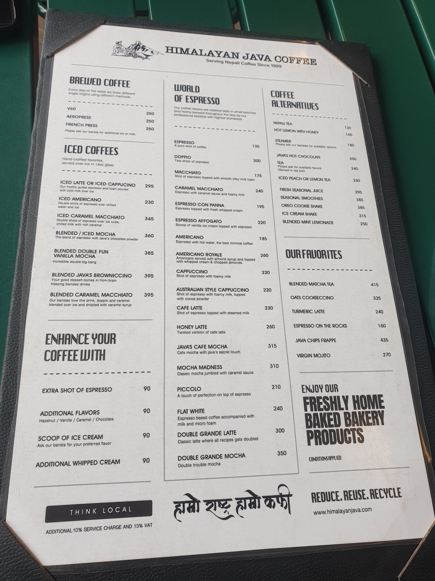 Himalayan Java - Tridevi Thamel menu 2