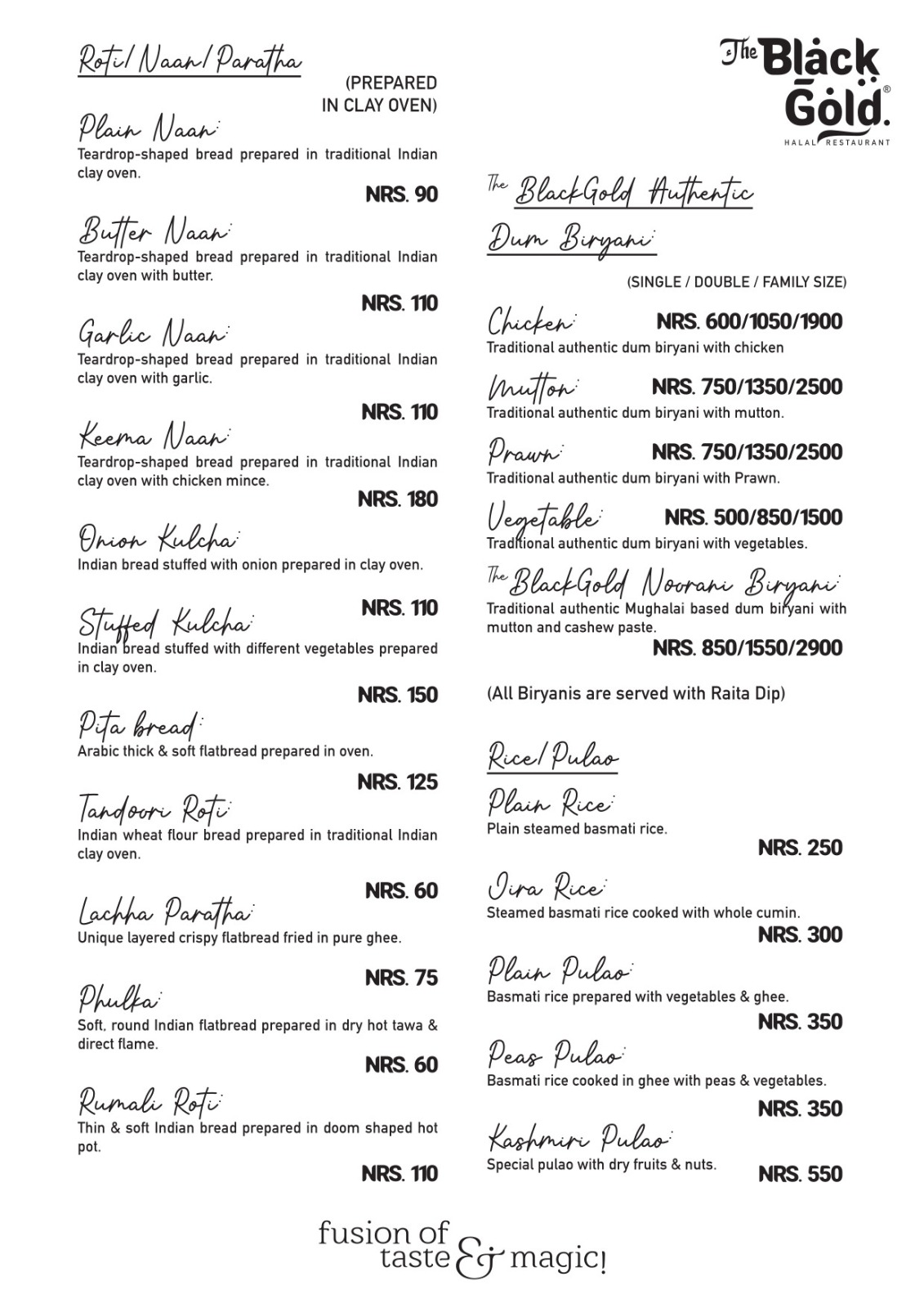The Black Gold Restaurant : Halal Authentic_menu_0