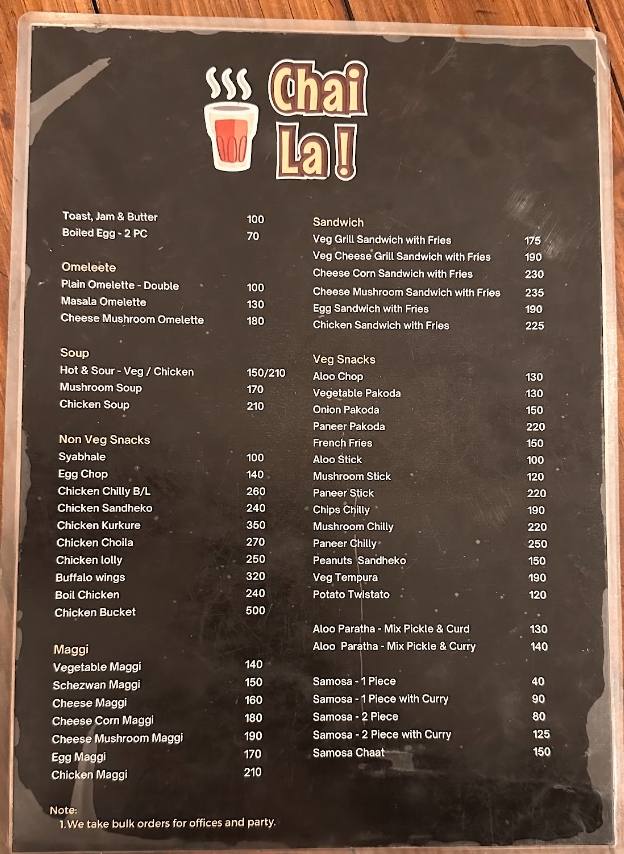 Chai La menu 2