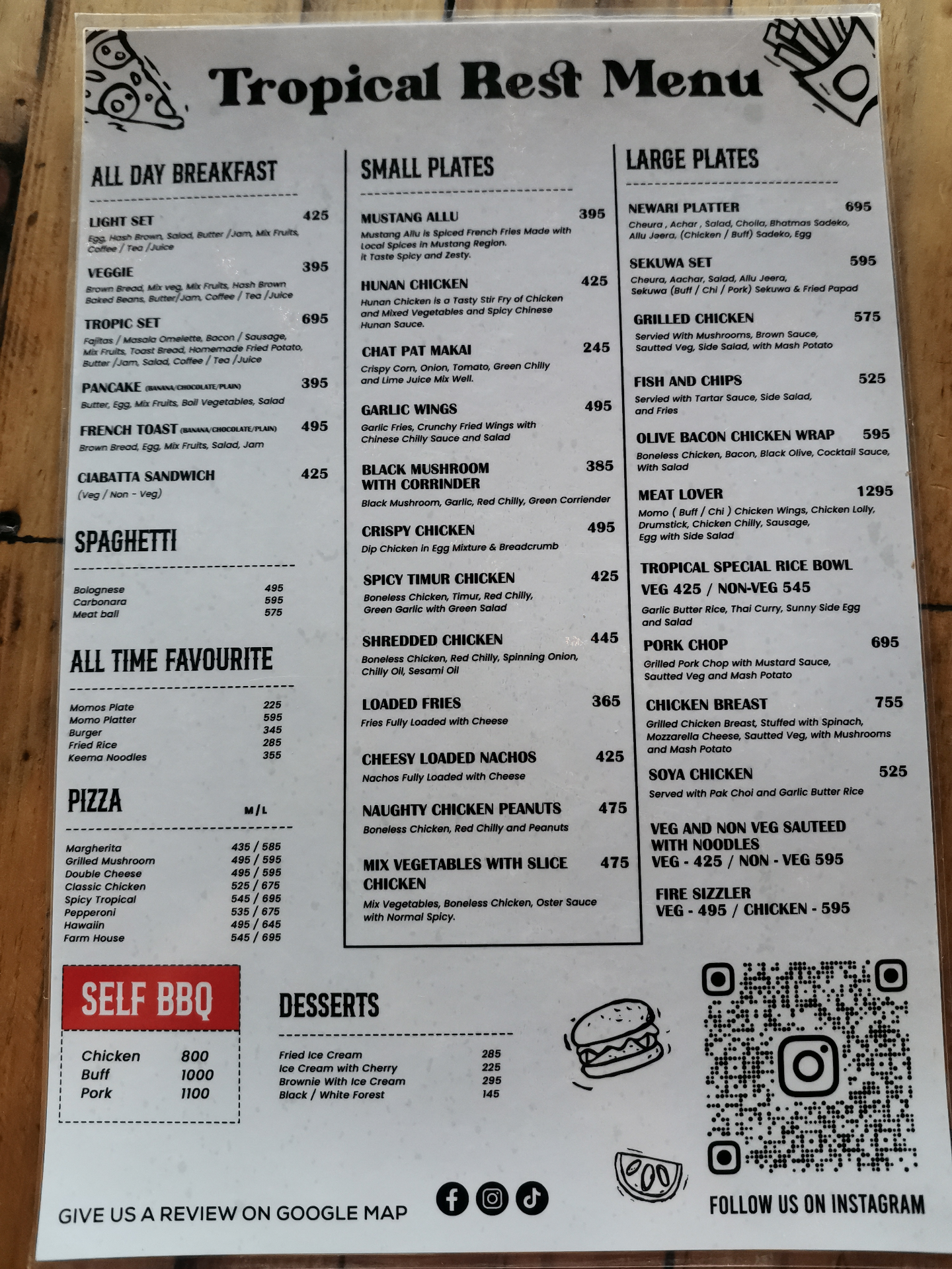 Tropical Rest menu 2