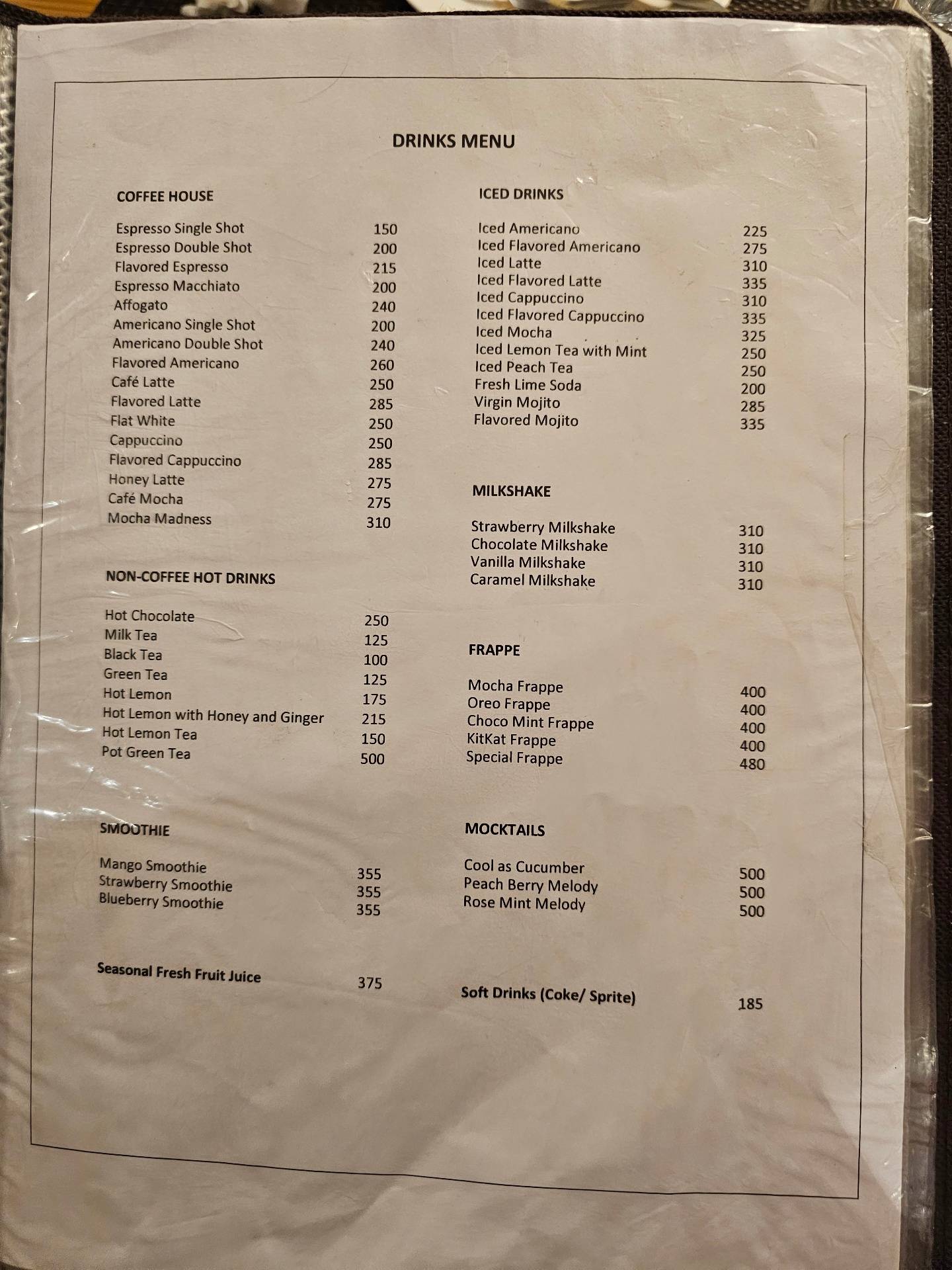 Cafe Cavado menu 1