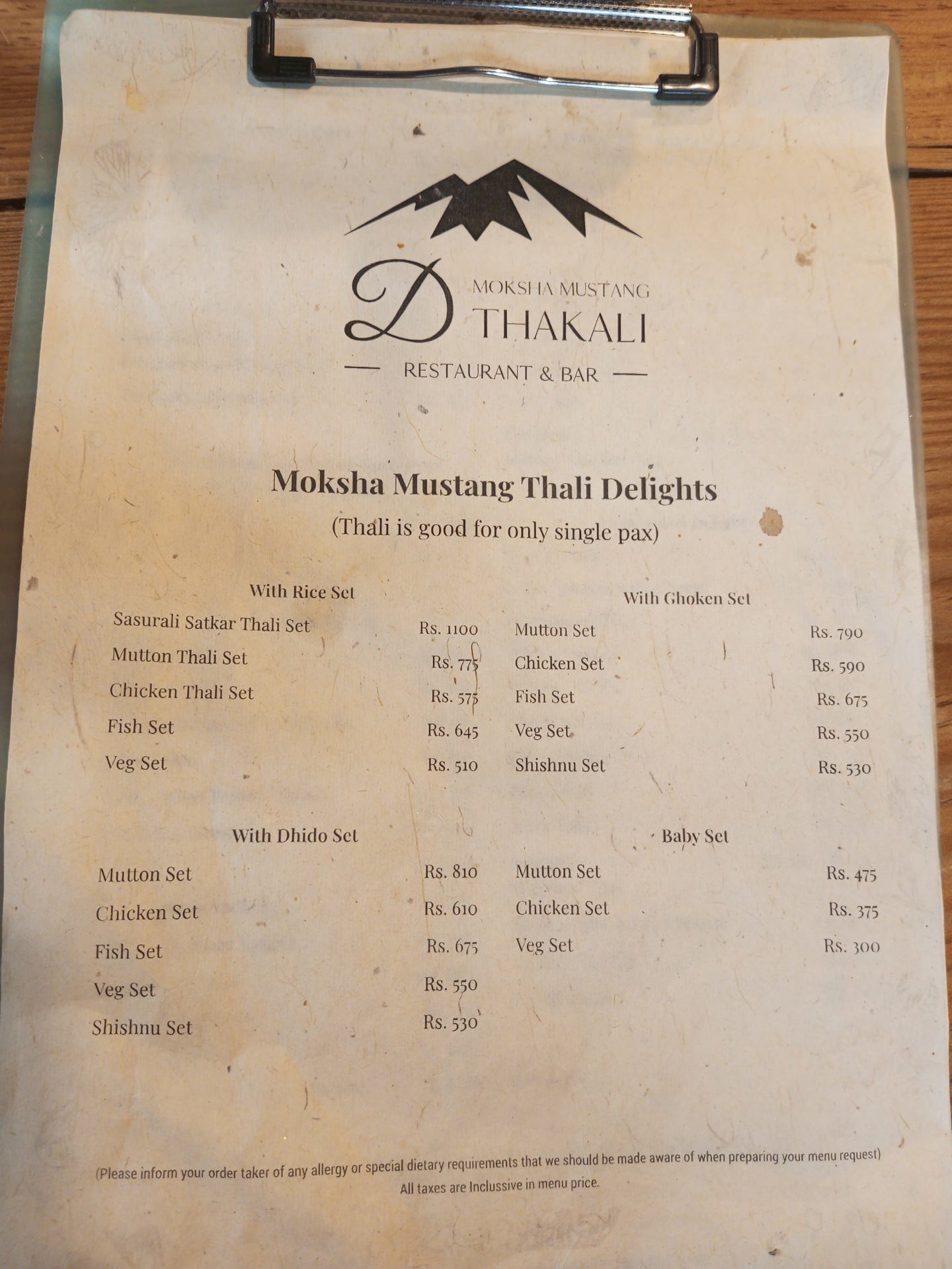 D Moksha Mustang Thakali menu 3