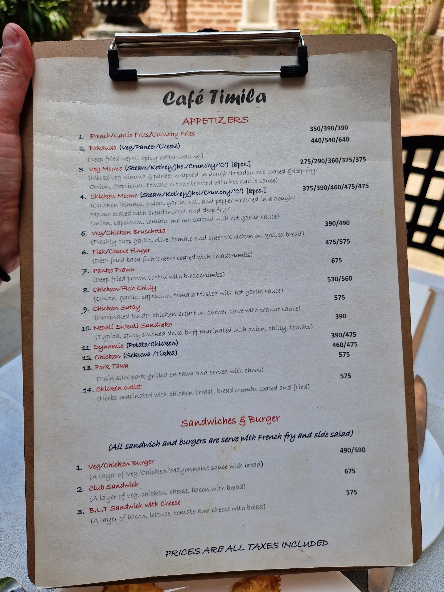 Cafe Timila  menu 1