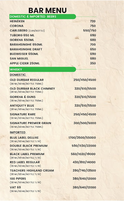 Elements Restaurant & Bar Menu | Nosh Nepal