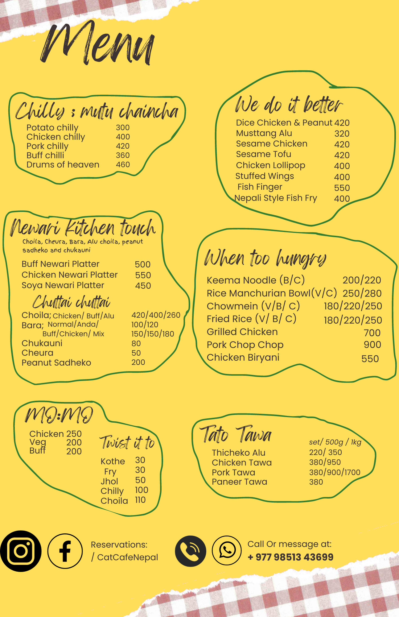 Cat Cafe Nepal menu 1