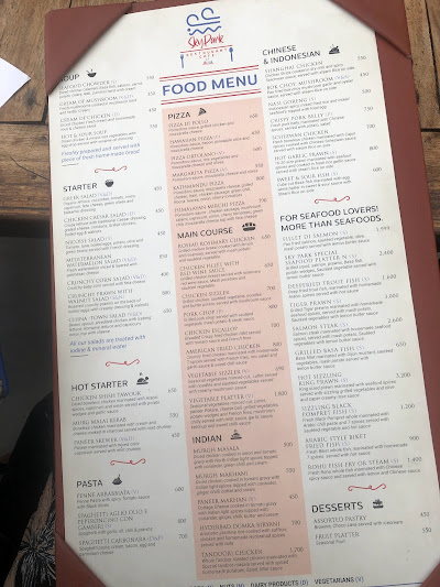 Sky park restaurant and cafe menu 4