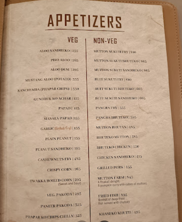 Daura Thakali menu 1